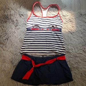 Nautical two piece bathing suit